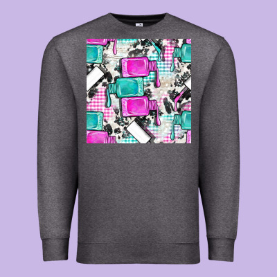 Nail Polish With Cowhide And Plaid Seamless Pattern Bbs Premium Sweatshirt Designed By Bundleandbundleshop