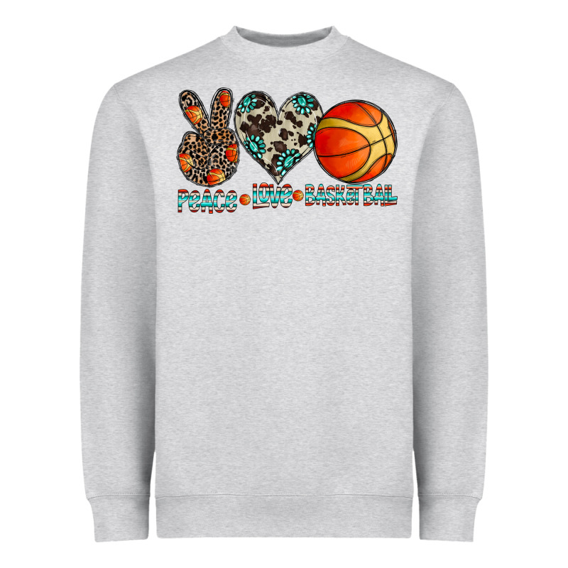Peace Love Basketball Heavyweight Sweatshirt by CowhideDigitalArt | Teevron