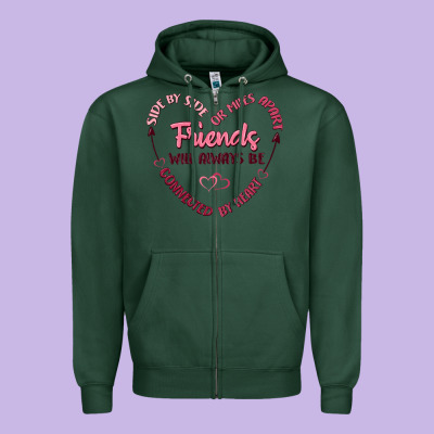 Side By Or Miles Apart Friends Will Always Be Conn Zipper Hoodie Designed By Maliassmallbusiness