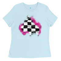 Baby Blue race flag glitter patch Ladies Tee - AdoDesignShop