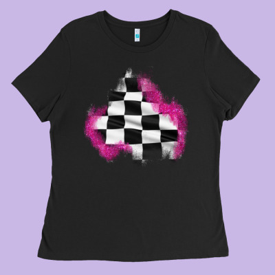 Race Flag Glitter Patch Ladies Tee Designed By Adodesignshop