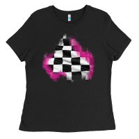 Black race flag glitter patch Ladies Tee - AdoDesignShop