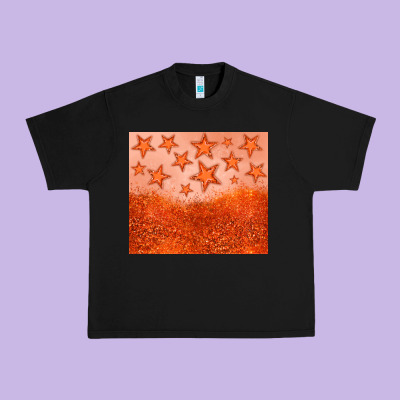 Orange Glitter Star Urban Heavy Tee Designed By Jahusdesignshop