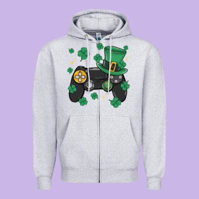 Video Game St Patricks Day Zipper Hoodie Designed By Maliassmallbusiness
