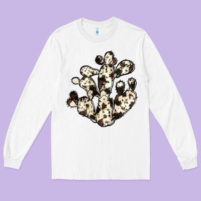 Cowhide Cactus Long Sleeve Tee Designed By Jahusdesignshop