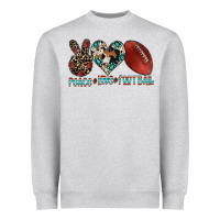 Heather Grey peace love football Heavyweight Sweatshirt - CowhideDigitalArt