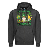 Charcoal Heather shamrock with my gnomies Zipper Hoodie - MaliasSmallBusiness