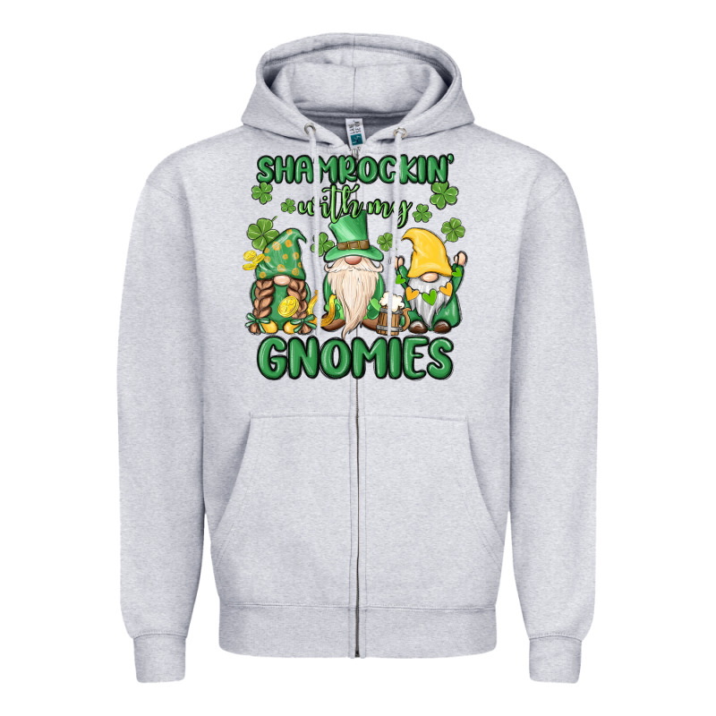 Shamrock With My Gnomies Zipper Hoodie by MaliasSmallBusiness | Teevron