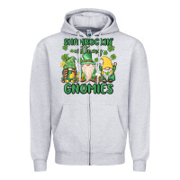 Heather Grey shamrock with my gnomies Zipper Hoodie - MaliasSmallBusiness