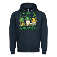 Navy shamrock with my gnomies Zipper Hoodie - MaliasSmallBusiness