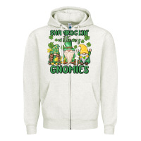 Oatmeal Heather shamrock with my gnomies Zipper Hoodie - MaliasSmallBusiness
