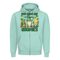 Seafoam shamrock with my gnomies Zipper Hoodie - MaliasSmallBusiness