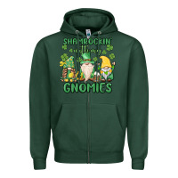 Sports Green shamrock with my gnomies Zipper Hoodie - MaliasSmallBusiness