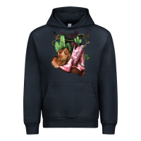 Navy Cowgirl boots hat horns cactus Urban Hoodie - HowdyJamesFarm