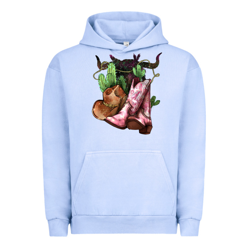Cowgirl Boots Hat Horns Cactus Urban Hoodie by HowdyJamesFarm | Teevron