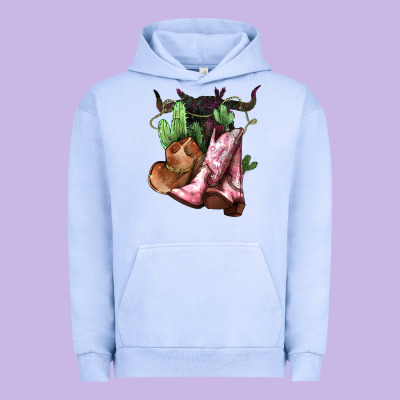 Cowgirl Boots Hat Horns Cactus Urban Hoodie Designed By Howdyjamesfarm