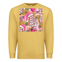 Antique Gold christmas cake and pink mug seamless pattern bbs Premium Sweatshirt - BundleAndBundleShop