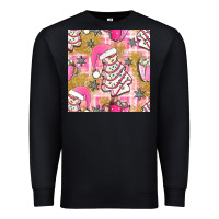 Black christmas cake and pink mug seamless pattern bbs Premium Sweatshirt - BundleAndBundleShop