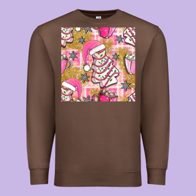 Christmas Cake And Pink Mug Seamless Pattern Bbs Premium Sweatshirt Designed By Bundleandbundleshop