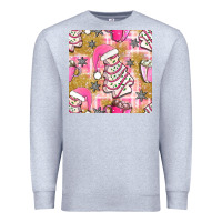 Heather Grey christmas cake and pink mug seamless pattern bbs Premium Sweatshirt - BundleAndBundleShop
