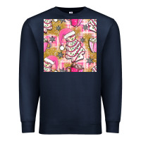 Navy christmas cake and pink mug seamless pattern bbs Premium Sweatshirt - BundleAndBundleShop