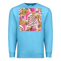 Ocean Blue christmas cake and pink mug seamless pattern bbs Premium Sweatshirt - BundleAndBundleShop