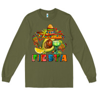 Army Green fıesta with avocado and sombrero Long Sleeve Tee - AdoDesignShop