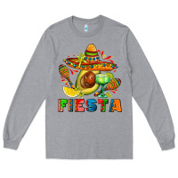 Heather Grey fıesta with avocado and sombrero Long Sleeve Tee - AdoDesignShop