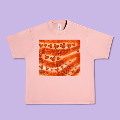 Orange Glitter Heart Urban Heavy Tee Designed By Jahusdesignshop