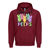 Burgundy what's up peeps Zipper Hoodie - MaliasSmallBusiness