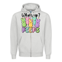 Dove Grey what's up peeps Zipper Hoodie - MaliasSmallBusiness