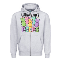Heather Grey what's up peeps Zipper Hoodie - MaliasSmallBusiness