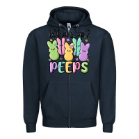 Navy what's up peeps Zipper Hoodie - MaliasSmallBusiness