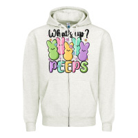 Oatmeal Heather what's up peeps Zipper Hoodie - MaliasSmallBusiness