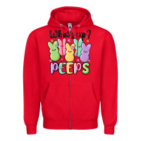 Red what's up peeps Zipper Hoodie - MaliasSmallBusiness