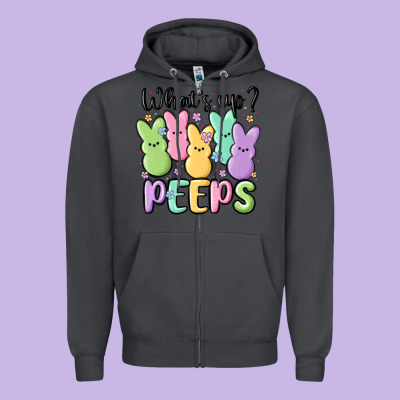 What's Up Peeps Zipper Hoodie Designed By Maliassmallbusiness