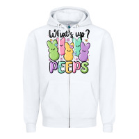 White what's up peeps Zipper Hoodie - MaliasSmallBusiness