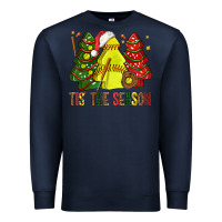 Navy tis' the season softball christmas cakes bbs Premium Sweatshirt - BundleAndBundleShop