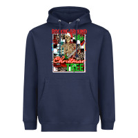 Navy Rockin' around the Christmas tree skeleton Heavyweight Hoodie - NancyCooperArtShop
