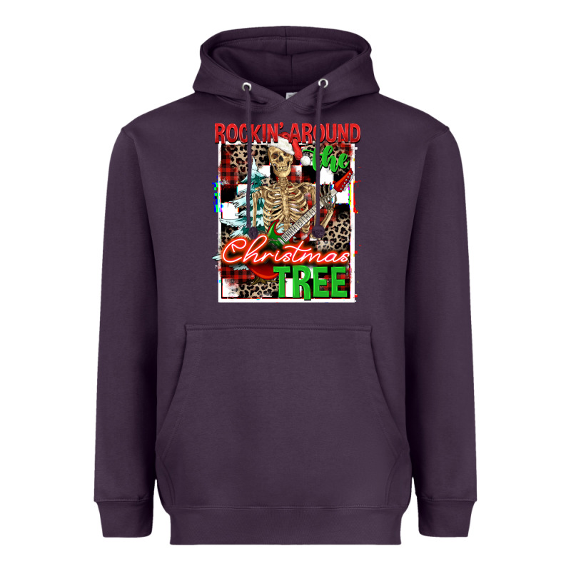 Rockin' Around The Christmas Tree Skeleton Heavyweight Hoodie by NancyCooperArtShop | Teevron