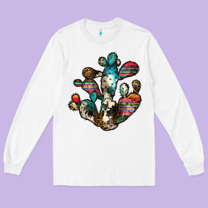 Serape Cactus Long Sleeve Tee Designed By Jahusdesignshop