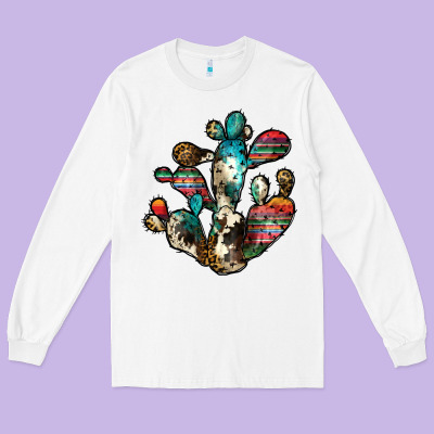 Serape Cactus Long Sleeve Tee Designed By Jahusdesignshop