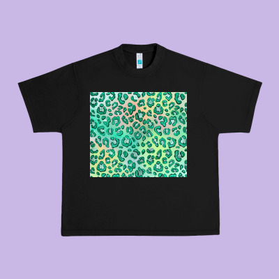 Green Leopard Glitter Urban Heavy Tee Designed By Jahusdesignshop