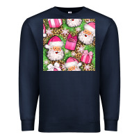 Navy christmas santa claus and gift box seamless pattern bbs Premium Sweatshirt - BundleAndBundleShop