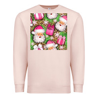 Pale Pink christmas santa claus and gift box seamless pattern bbs Premium Sweatshirt - BundleAndBundleShop