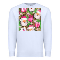 White christmas santa claus and gift box seamless pattern bbs Premium Sweatshirt - BundleAndBundleShop