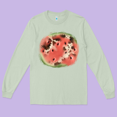 Watermelon Cowhide Patch3 Long Sleeve Tee Designed By Jahusdesignshop