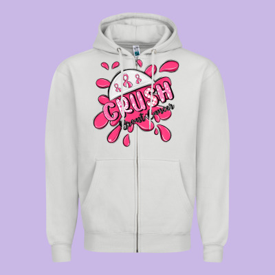 Crush Breast Cancer Zipper Hoodie Designed By Maliassmallbusiness