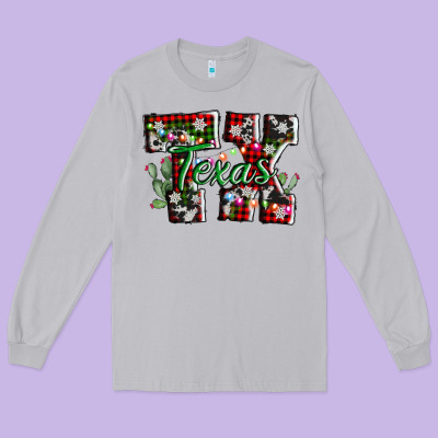 Texas Tx Christmas Long Sleeve Tee Designed By Adodesignshop