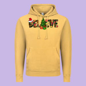 Believe Christmas Vintage Hoodie Designed By Cowhidedigitalart
